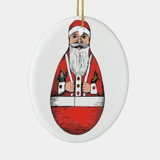 Rolly polly Santa Claus Keramik Ornament (Rechts)