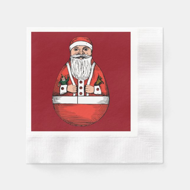 Rolly Polly Santa Toy Red Paper Napkin Serviette (Vorderseite)