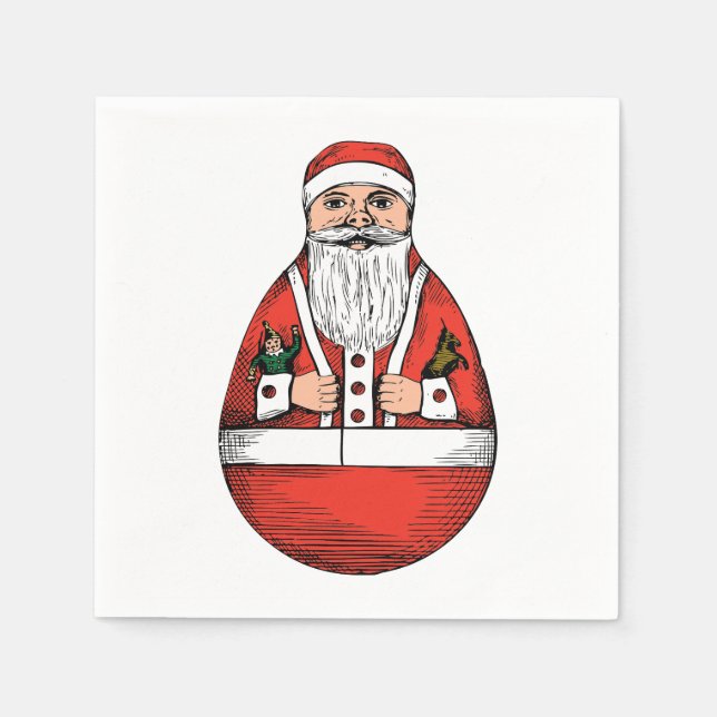Rolly Polly Santa Toy White Paper Napkin Serviette (Vorderseite)