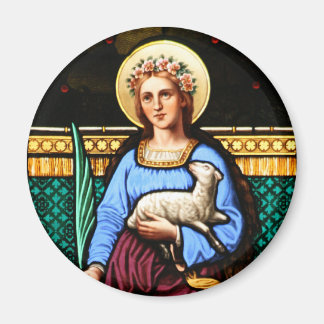 Rom-Agnes mit Lamm und Palmenblatt Magnet