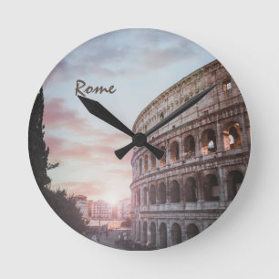 Rom Antike Architektur Sonnenuntergang Stadt Runde Wanduhr