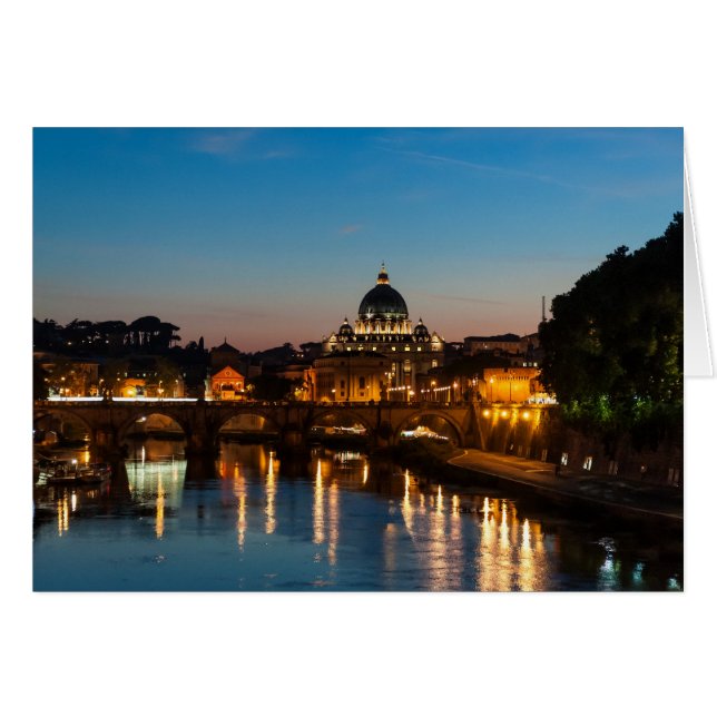 Rom bei Nacht, mit St Peters. (Vorderseite (Horizontal))