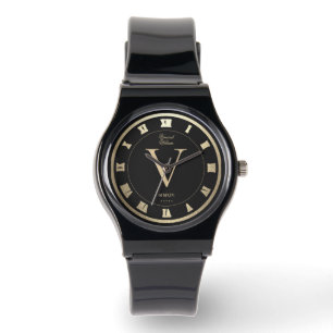 Rom Black Imitate Gold Armbanduhr