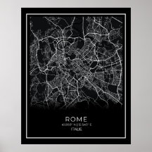 Rom City Map - Rom Black Map Poster
