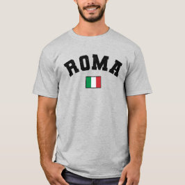 Rom Distressive Athletic Typografy w Italian Flag T-Shirt