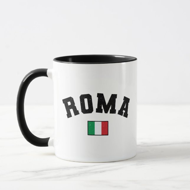 Rom Distressive Athletic Typografy w Italian Flag Tasse (Links)