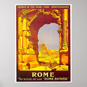 Rom Express Bahn Vintag Italien Reisen Poster