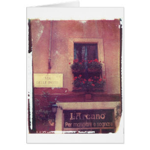 Rom-Fenster mit Pelargonien