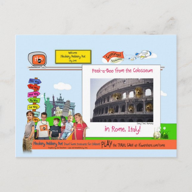 Rom! Flüchtige Blick-a-Boo aus dem Kolosseum! Postkarte (Vorderseite)