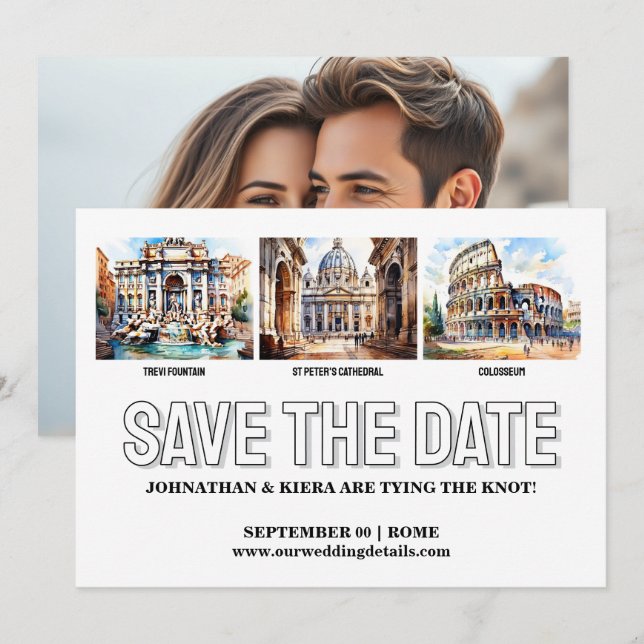 Rom Foto Save the Date Hochzeitsziel Einladung (Vorne/Hinten)