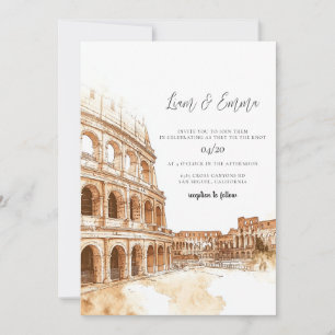 Rom Italien Aquarell-Hochzeit Einladung