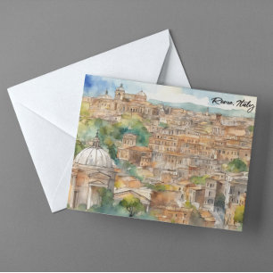 Rom Italien Aquarellmalerei Panoramaaussicht Postkarte