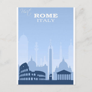 Rom Italien Blue Vintage Travel Poster Postkarte