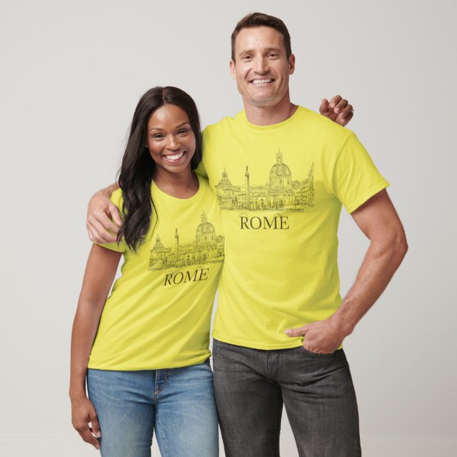 Rom Italien Domes and Obelisk Ink Zeichnend T-Shirt (Unisex)