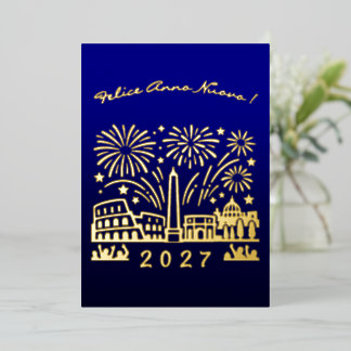 Rom Italien Feuerwerk Felice Anno Nuovo 2027 Gold Folien Feiertagskarte