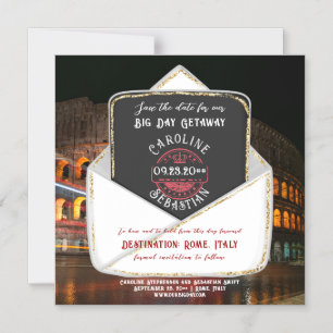 Rom-Italien-Hochzeit in Urlaubsort Save the Date Magneteinladung
