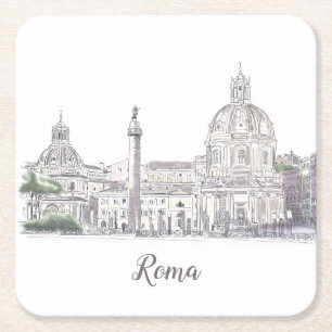 Rom - Italien - Iconic Pen and Ink Illustration Rechteckiger Pappuntersetzer