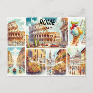 Rom Italien illustrierte Reise-Postkarte Vintage Feiertagspostkarte