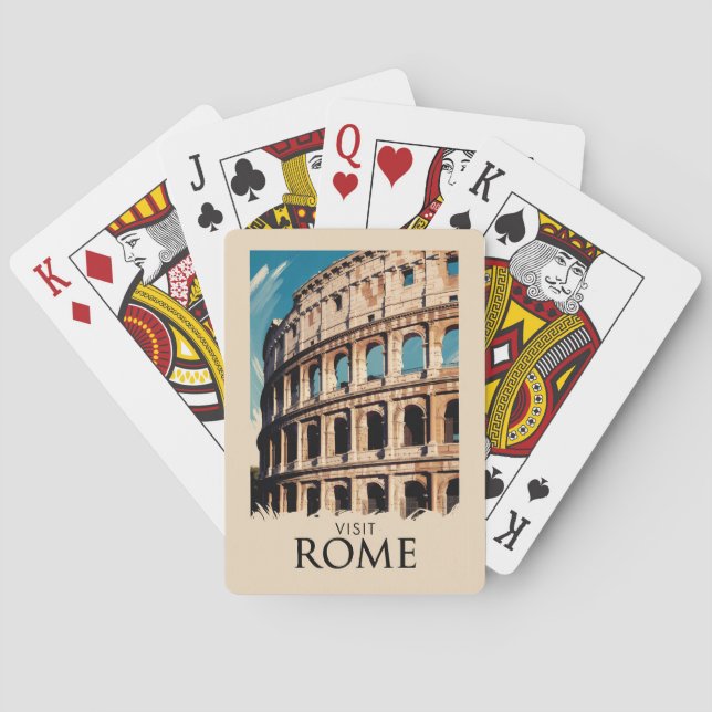 Rom Italien Kolloseum Illustration Reisen Kunst Spielkarten (Rückseite)
