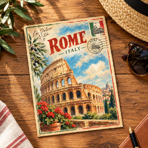 Rom Italien Kolosseum Reise Souvenir Retro Italien Postkarte