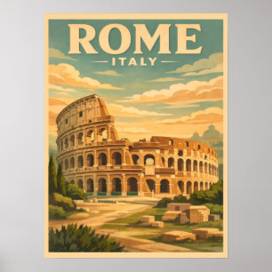 Rom Italien Kolosseum Vintage Reise Postkarte Poster