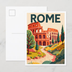 Rom Italien Kunst Vintage-Illustration Reise Postkarte