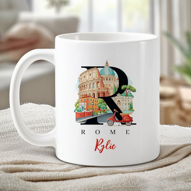 Rom Italien Monogramm Buchstabe R Personalisiertes Kaffeetasse (Rome Italy Monogram Letter R Personalized Gift Coffee Mug)