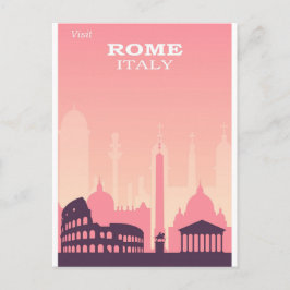 Rom Italien Pink Vintage Reiseplakat Postkarte