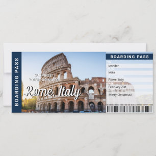Rom Italien Reise Überraschung Bordkarte Einladung
