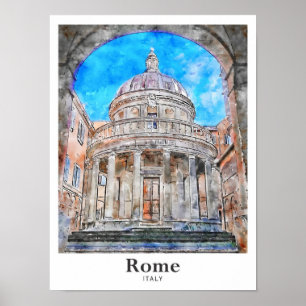 Rom Italien Reise Wasserfarbe Handgezeichnet Poster