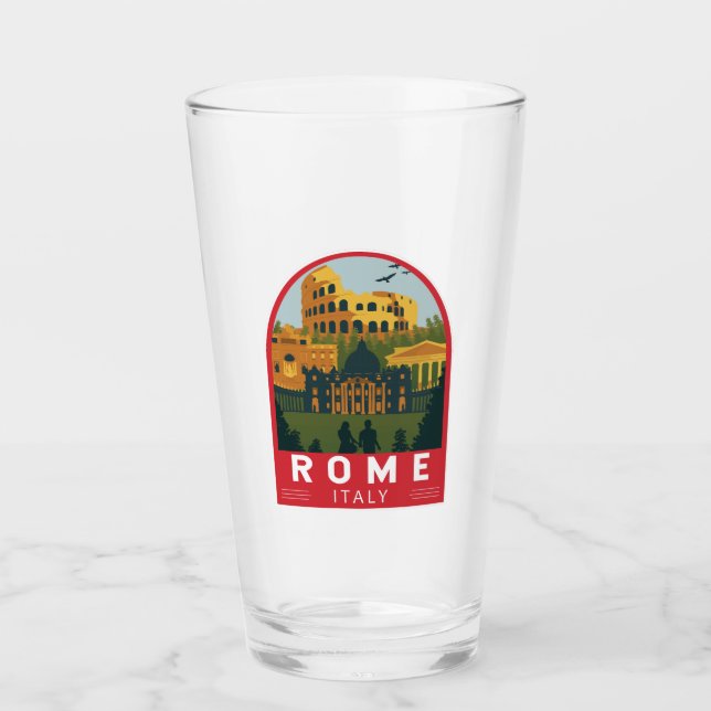 Rom Italien Reiseroute Retro Emblem Glas (Vorderseite)