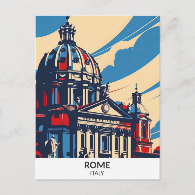 Rom Italien Retro Artwork Reise Postkarte (Vorderseite)