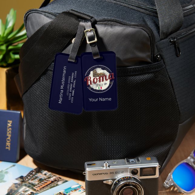 Rom Italien Retro Kolosseum Vintager Urlaub Gepäckanhänger (Vorderseite & Rückseite)