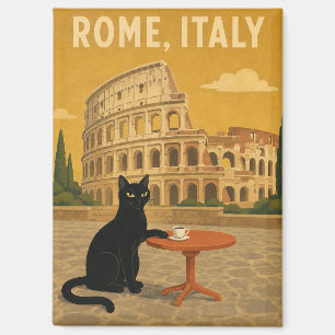 Rom Italien Schwarze Katze Colosseum Vintage Kaffe Magnet