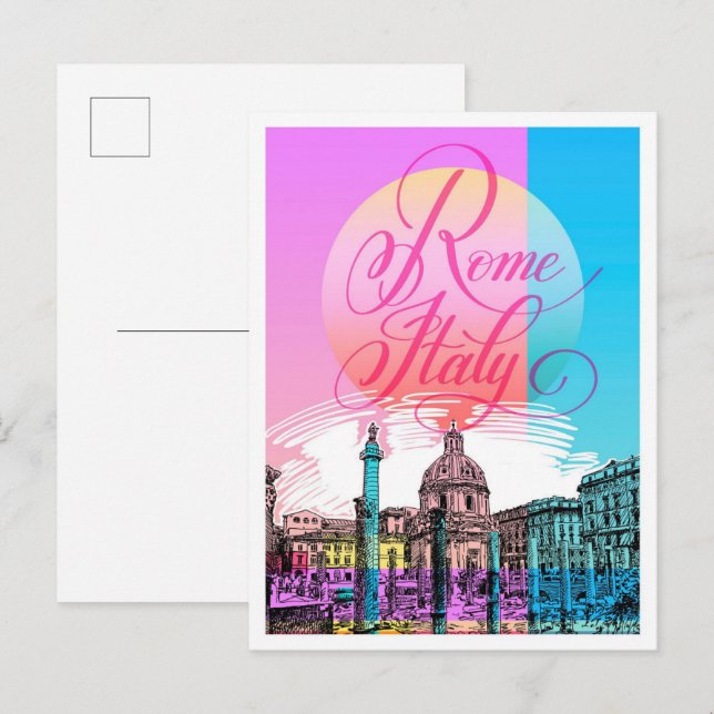 Rom - Italien Sketch Kunstausstellung Postkarte (Vorne/Hinten)