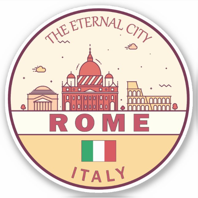 Rom-Italien-Skyline-Emblem Aufkleber (Vorderseite)