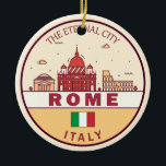 Rom-Italien-Skyline-Emblem Keramik Ornament<br><div class="desc">Rom minimalistisches,  farbenfrohes Kunstdesign mit Denkmälern und Sehenswürdigkeiten der Stadt in Italien.</div>