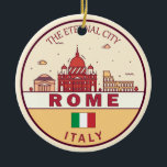 Rom-Italien-Skyline-Emblem Keramik Ornament<br><div class="desc">Rom minimalistisches,  farbenfrohes Kunstdesign mit Denkmälern und Sehenswürdigkeiten der Stadt in Italien.</div>