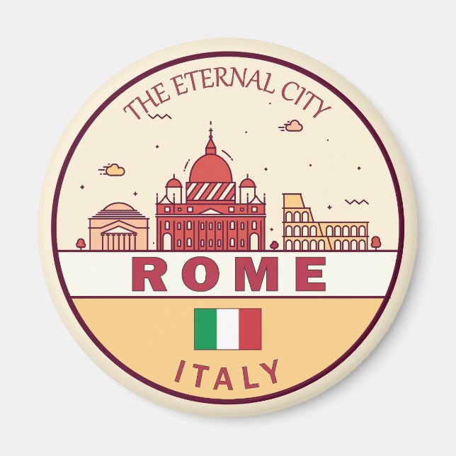 Rom-Italien-Skyline-Emblem Magnet (Vorne)