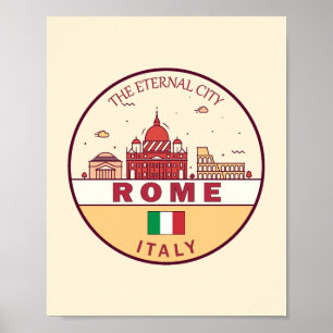 Rom-Italien-Skyline-Emblem Poster