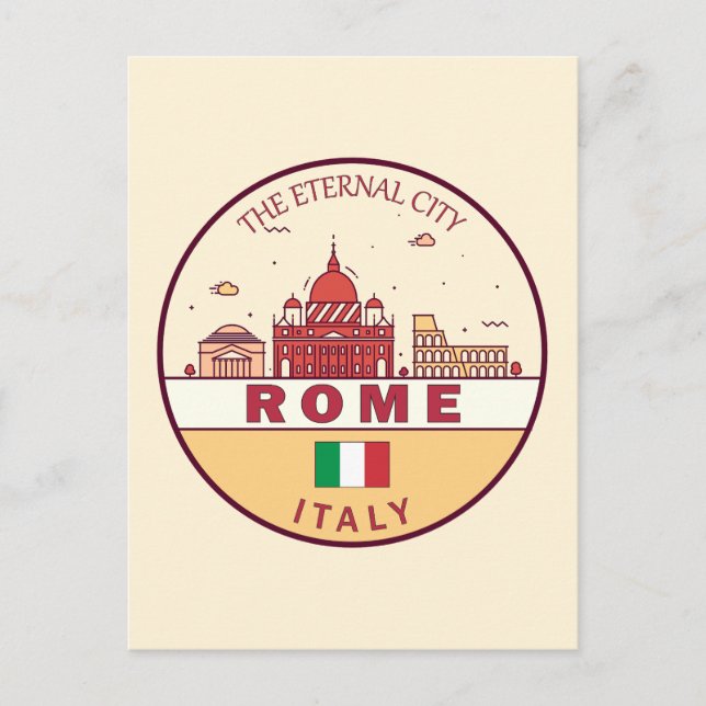 Rom-Italien-Skyline-Emblem Postkarte (Vorderseite)