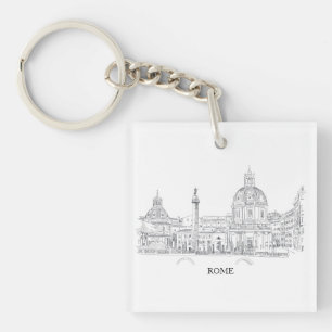 Rom - Italien Städtearchitektur Pen und Tinte Zeic Schlüsselanhänger