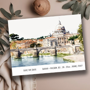 Rom Italien Tiber River Watercolor Save the Date Postkarte