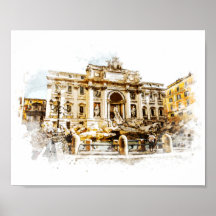 ROM Italien Trevi-Brunnen Aquarellmalerei Roma