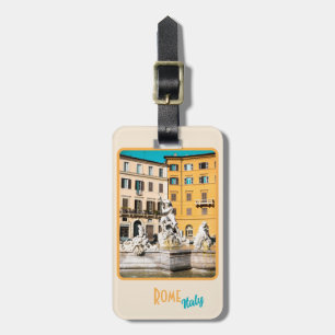 Rom, Italien: Trevi-Brunnen im Vintage-Stil Gepäckanhänger