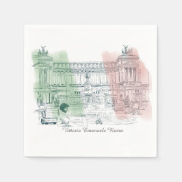 Rom Italien Victor Emmanuel Gebäude Pen und Ink Serviette