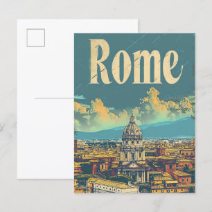 Rom Italien Vintage Retro Reiseillustration Postkarte