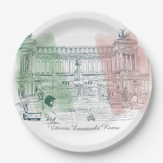 Rom Italien Vittorio Emanuele Denkmal Italien Flag Pappteller (Vorderseite)