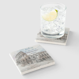 Rom Italien Wasserfarbe Hochzeit-Set Untersetzer –