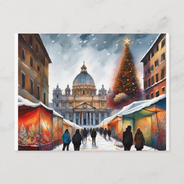 Rom, Italien - Weihnachten - Winter PostCard Postkarte (Vorderseite)